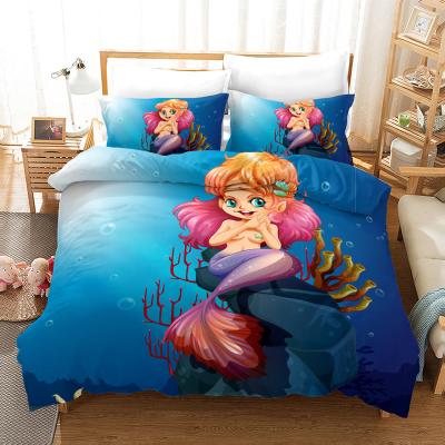 China Nondisposable 3d Digital Printing Mermaid Style Queen Bedding Set For Kids Bedding Cover Set for sale