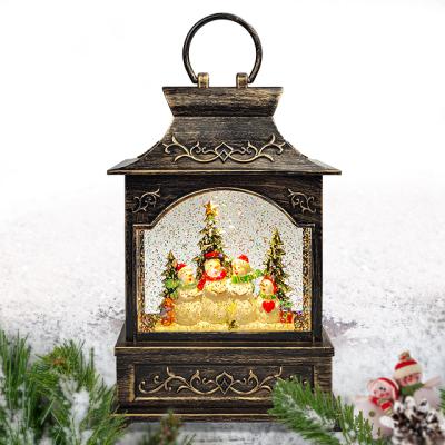 China Home Decoration Christmas Decorations Lamp Navidad Products Water Snowman Glitter Plastic Snow Globe Lantern for sale