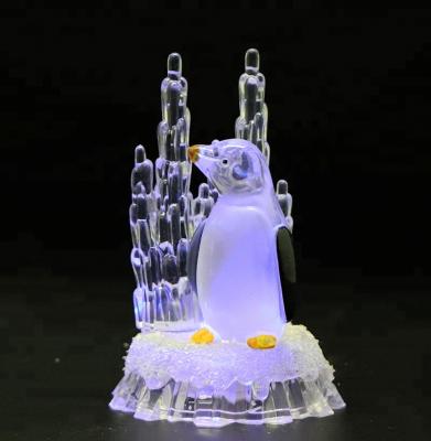 China LED Lighting New Christmas 2021 With Lights Christmas Decoration Penguin Acrylic Christmas Decorations for sale