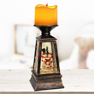 China Home Decoration Vintage Table Wind Lamp Led Battery New Design Indoor Snowman Decorative Sconce Lantern for sale