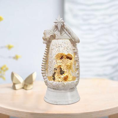 China High quality religious Europe snow globe battery cable the Christmas lantern water nativity set for sale