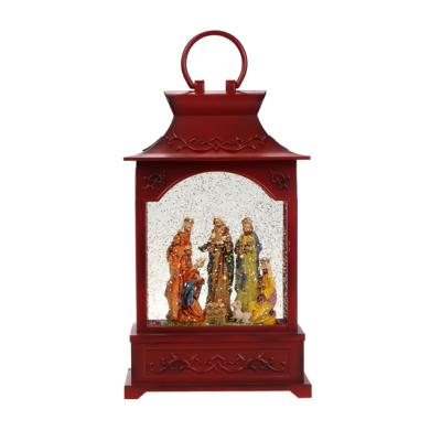 China Suitable For All New Styles 2020 New Design Led Stage Glitter Water Snow Nativity Christmas Liquid Swirling Lantern for sale