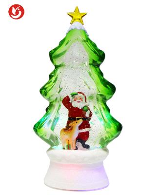 China Led Light + Liquid Inside Crafts Gifts Decoration Battery Box Operation Water Snow Globe Led Christmas Tree for sale