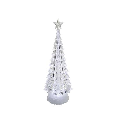 China Fancy Color Fancy Decoration Clear Lights Acrylic Christmas Tree Hot Item Plastic Indoor Battery Operated Home Change New for sale