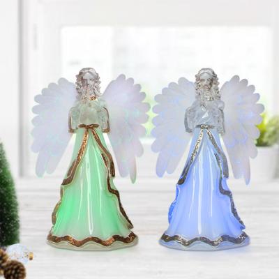 China Angel Figurines With Fiber Optic Wing Color Changing Angel Figurines Wholesale Acrylic/Plastic Lovely Color Changing Indoor Ornaments for sale