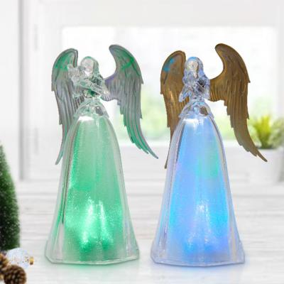 China 2021 Indoor Christmas Battery Operated Led Light Angel Ornament Acrylic Sculpture for sale