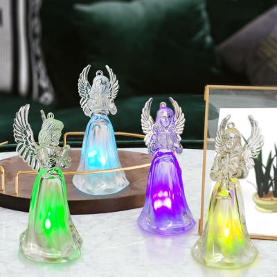 China Indoor Christmas Craft Provided Hanging Christmas Ornament Shinning Lighted Plastic Angel for sale