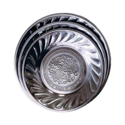 China New Design 410 Stainless Steel Pan Serving Bowl With Lily Flower Copy Of Modern New Style for sale