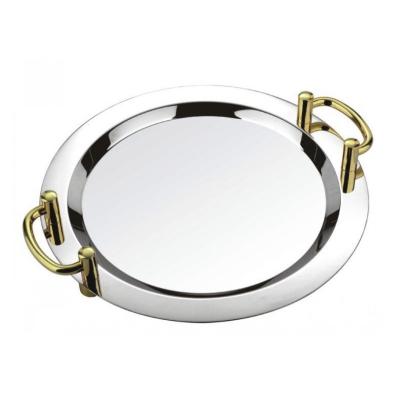 China Modern Stainless Steel Mirror Dish Thickened Tray Hotel Dim Sum Display Dish With Handle for sale