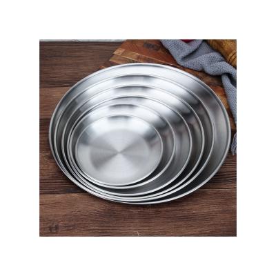 China Modern Popular Product Stainless Steel Tray Round Plate Pizza Pan Serving Pan For Korean Food for sale