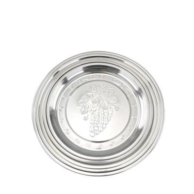 China Modern Quality Choice 410 Stainless Steel Dish Round Tray With Grape Prints Food Container for sale