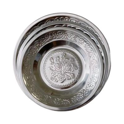 China China Modern Custom Silver Round Stainless Steel Basin Dish With Rose Flower Prints for sale