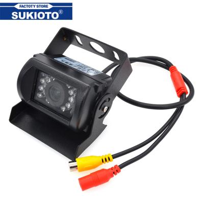 China SUKIOTO Car Waterproof Rear View Camera Reversing Backup Parking Camera 18 LED IR Night Vision For 12V 24V Bus Truck Van for sale