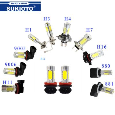 China SUKIOTO 2PCS DC 12V Auto Car Headlight Driving Lamp 7.5W H1 H3 H7 H11 HB3 HB4 880 Fog Lamp 881 COB LED Bulb Lights 7.5W LED White Yellow Fog Lamp for sale