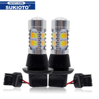 China SUKIOTO 1 Set Car LED Turn Signal Error Free Bulb T20 7440 W21W 1156 Ba15s BAU15S DRL No Flash Dual Color X3 Hyper LED Auto Light for sale