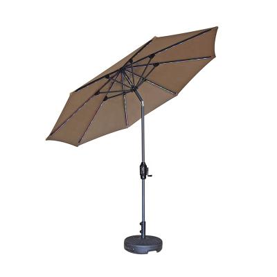 China 2021 New Large Waterproof Outdoor Furniture Solar Powered Lighting Garden Patio Umbrella With 2 USB Mobile Charger for sale