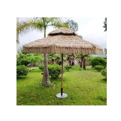 China Modern 3M Manual pp grass custom umbrella beach patio tiki door lotus patio umbrella for sale