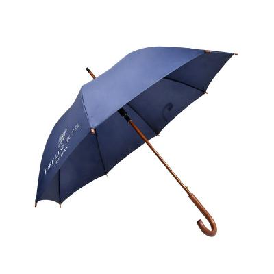 China Double Side Stick 8k Straight Umbrella Minimalist Eco Friendly Automatic Straight Wooden Handle Umbrella for sale