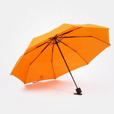 China Modern Rain Umbrella 3 Folds Umbrella Promotional Pongee Fabric Umbrella for sale