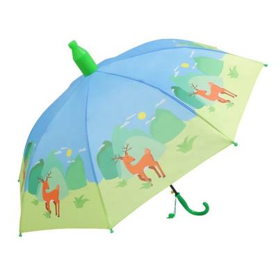 China Modern Pastel 8 Rib Straight Umbrella With Bag Digital Handle Stick Coat/Child Long Rain Umbrella for sale