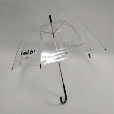 China Customized Open Bubble Logo Plastic Handle Bubble Clear Umbrella Manual Straight Clear Umbrella for sale