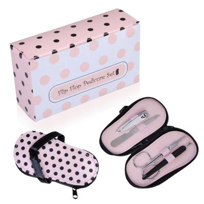 China Ywbeyond Wedding Gift 4pcs Slipper Manicure Set Nail Care Tool Pink Dot Nail Art Tool Manicure Care Accessories for sale