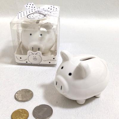 China Ywbeyond Ceramic Pig Money Savings Banks Saving Piggy Phone Booth Souvenirs For Baptism Gifts And Baby Shower Favors for sale