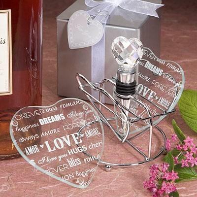 China Ywbeyond Glass Wedding Return Gift Coaster Birthday Gifts Heart Shaped Glass Keepsake for sale