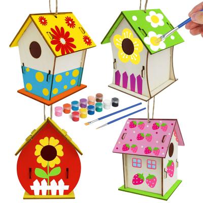 China Europe Ywbeyond Diy Wooden Decorations For Kids Diy Painting Wooden Dollhouse Opens Baby Toys House Diy Miniature for sale