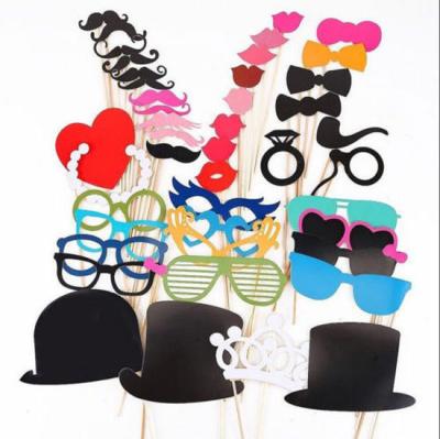 China Ywbeyond Wedding Party Photo Booth Paper Props Mustache Paper Wedding Hat Glass Cheering Props 44pcs/bag for sale