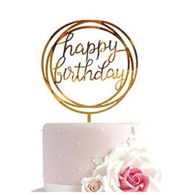 China Ywbeyond Rose Gold Happy Birthday Party Cake Topper Acrylic Love Wedding Cake Black Silver Acrylic Card Inserted Decoration for sale