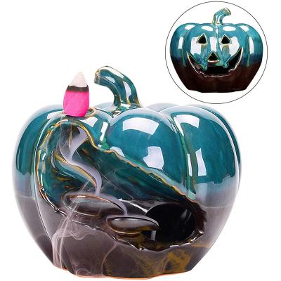 China Chinese Incense Ywbeyond Decoration Pumpkin Backflow Censer Waterfall Ceramic Incense Holder censer quemador de incienso for sale