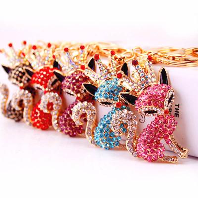 China Ywbeyond Metal Happy Birthday Gifts For Girls Crystal Key Ring Chains Handbag Charm Car Pendant Keychains Crown Fox Rhinestone Key Chain for sale