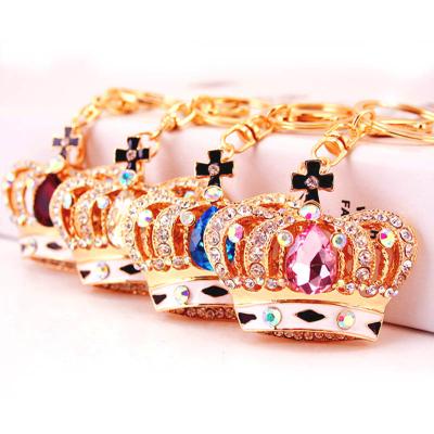 China Crown Princess Diamond Rhinestone Keychain Metal Ywbeyond Cross Purse Key Rings Korean Bling Keychains Pendant For Ladies for sale