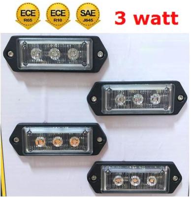 China Aluminum house+PC lens CEE R65 CEE R10 SAE J845 stadard 3 watt led lighthead led surface mount strobe lighthead led grill strobe light warning light for sale