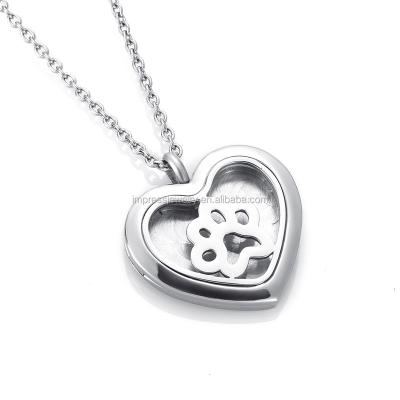 China CLASSIC New Design Essential Magnetic Aroma Cat Paw Stainless Steel 30mm Aroma Open Pendant Necklace Dog for Women for sale