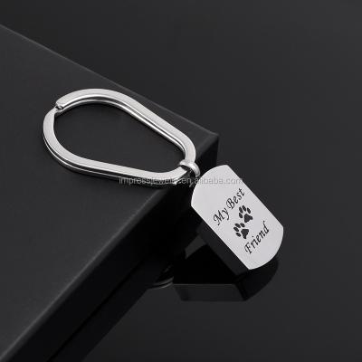 China Engrave IJK2053 Wholesale My Best Friend Dog Paw Print Dog Tag Stainless Steel Memorial Urn Pet Cremation Chain Keychains For Ashes for sale