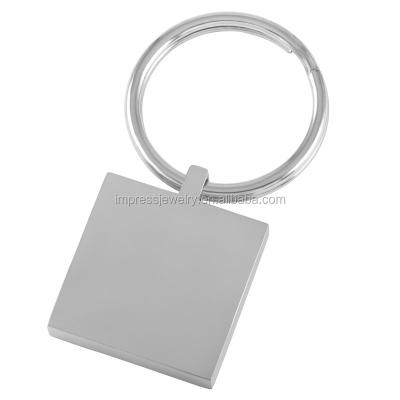 China Engrave IJK0037 Mirror Finish White 316L Stainless Steel 25mm Square Key Chain For Engraving for sale