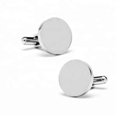 China Engrave IJX009 316L Stainless Steel Round Shape Shiny Polished Cufflink For Women Engravable - Wholesale Cheap Gifts Men for sale