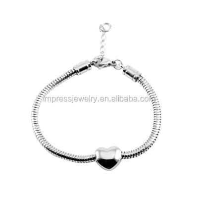 China Ash Stand IJL0090 Wholesale 316L Stainless Steel Heart Charm Cheap Engravable Empty Bracelet for sale