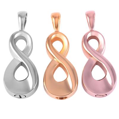 China Cheap Memorial Silver/Gold/Rose Gold Stainless Steel Infinity Ashes Holder IJD8053 Pendant Jewelry Cremation Keepsake Urn For Human/Pet Ash for sale