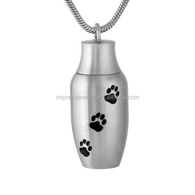 China Cheap Wholesale Dog/Cat Paw Print Pet Memorial Jewelry Ash Holder IJD9787 Mini Urn Pendant Cremation Necklace For Ashes for sale