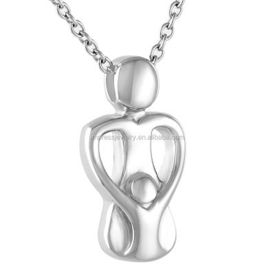 China IJD9828 New Product New Product Silver Tone 316L Stainless Steel Mother Of Ashes Holder And Child Memorial Urn Jewelry Keepsake Cremation Necklace For Mom for sale