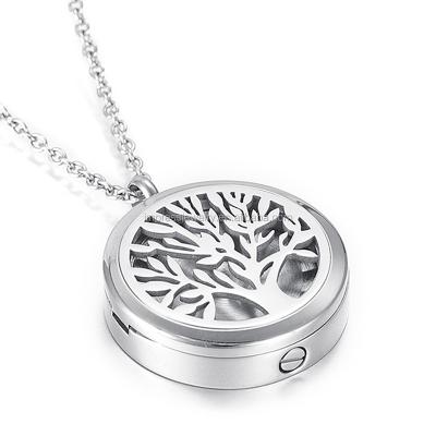 China Ash Holder IJP0193 Keepsake Jewelry Tree of Life Aromatherapy Pendant Necklace Jewelry, Stainless Steel Essential Oil Diffuser Necklace for sale