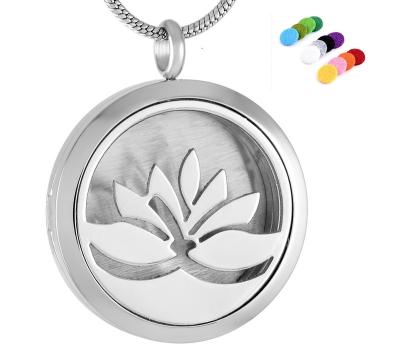 China CLASSIC Lotus Flower Essential Oil Diffuser Necklace, Aromatherapy Diffuser Pendant Pendant+12 Hypoallergenic Surgical Steel Aroma Pad for sale