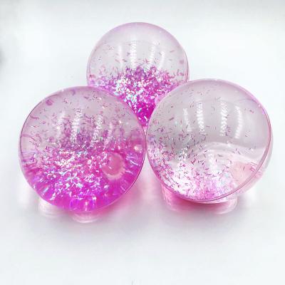 China Factory Direct Sales Eco-friendly Custom Kids Toy Bounce Ball TPU Glitter Flowing Crystal Ball for sale