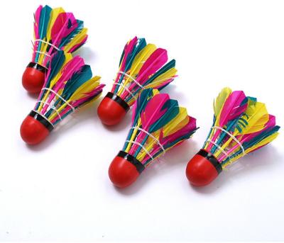 China Goose feather color badminton gifts promotion durable high quality red leather main shuttlecock for sale