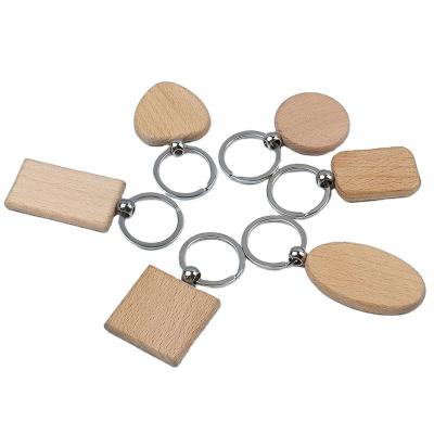 China Custom Wooden Key Chain Key Ring Wooden Keychain DIY Gift Personalized Engraved Blank Beech Logo Tag for sale