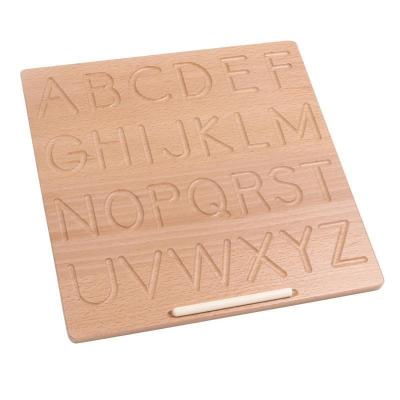 China Letters Study Montessori Toy Language Learning Toy Educational Double Sided Wooden Alphabet Board Discovery Material For Kids for sale