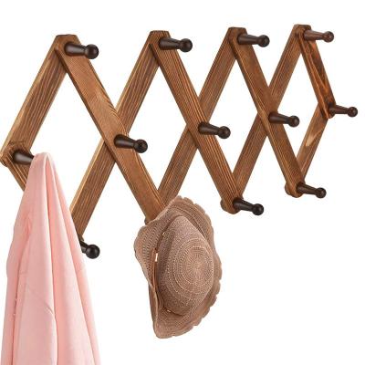 China Vintage Wooden Hook Peg Rack Coat Rack Hanger Accordion Universal Expandable Wall Mounted Hangers for Door and Wall for sale